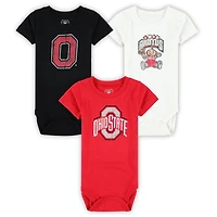 Ensemble de trois bodies pour bébé Wes & Willy Ohio State Buckeyes