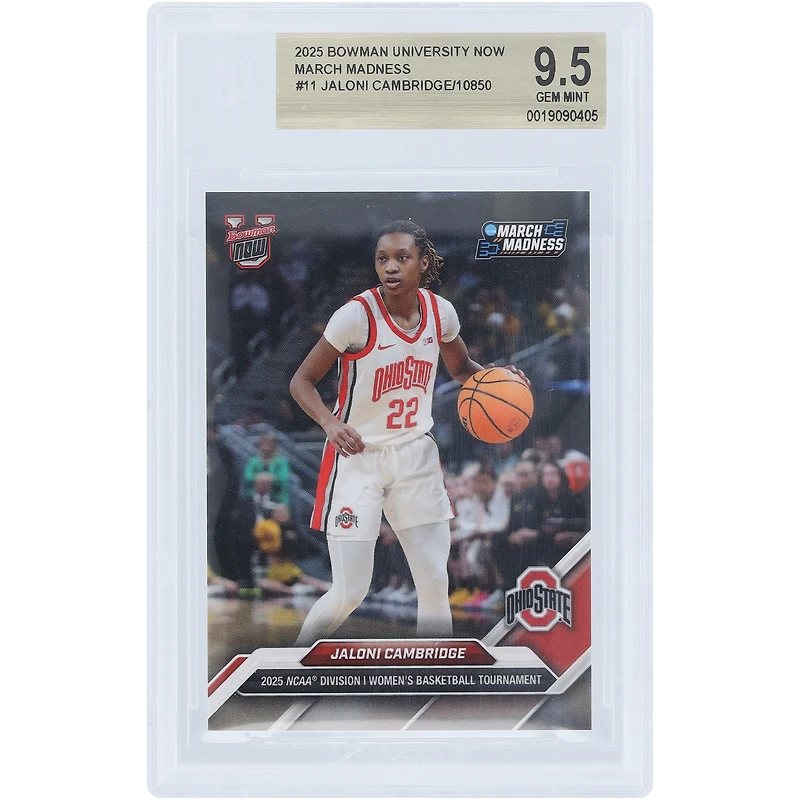 Carte Jaloni Cambridge Ohio State Buckeyes 2025 Bowman University Now March Madness n° 11 , authentifiée BGS 9.5