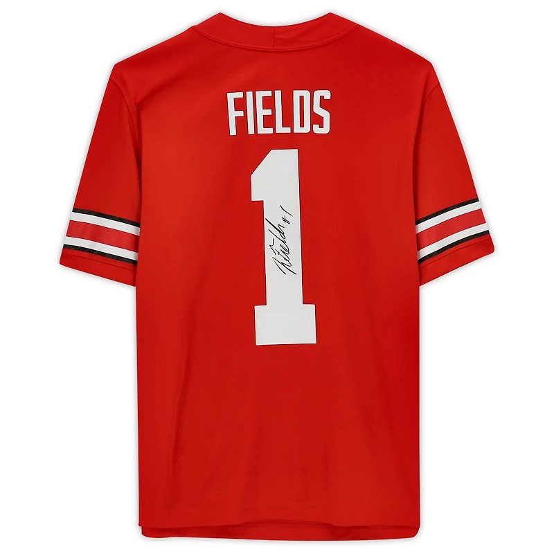 Maillot de match Nike autographié par Justin Fields Scarlet Ohio State Buckeyes