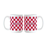Logo Brands Ohio State Buckeyes 2-Pack 15oz. Checkered Wordmark Mug Set