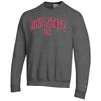 Men's Champion  Heather Charcoal Ohio State Buckeyes Arch Over Logo Pullover Sweatshirt