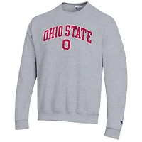Men's Champion  Heather Gray Ohio State Buckeyes Arch Over Logo Pullover Sweatshirt