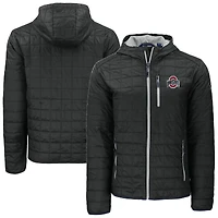 Men's Cutter & Buck  Black Ohio State Buckeyes Rainier Eco PrimaLoft Hooded Full-Zip Jacket