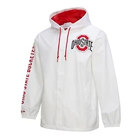 Men's Mitchell & Ness  White Ohio State Buckeyes Coaches Full-Snap Hoodie Jacket