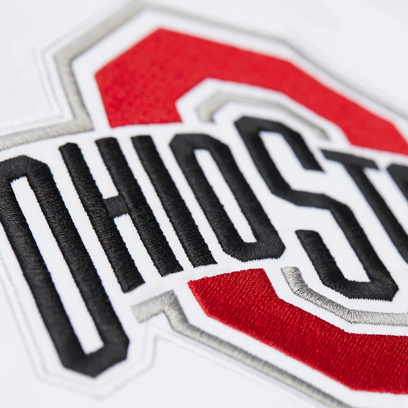 Men's Mitchell & Ness  White Ohio State Buckeyes Coaches Full-Snap Hoodie Jacket