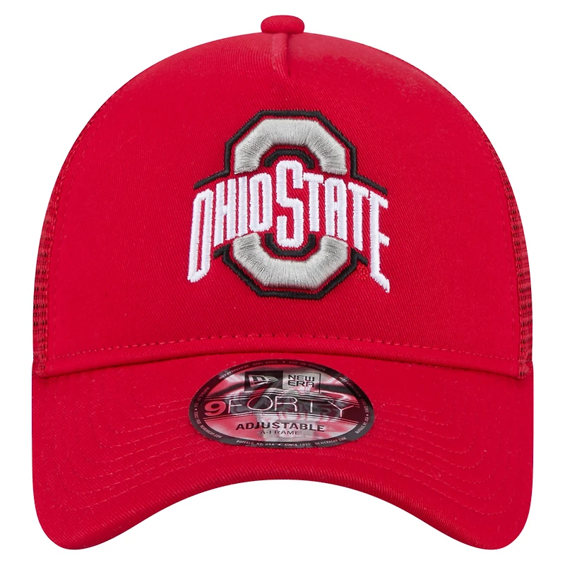 Men's New Era  Scarlet Ohio State Buckeyes 9FORTY A-Frame Trucker Adjustable Hat
