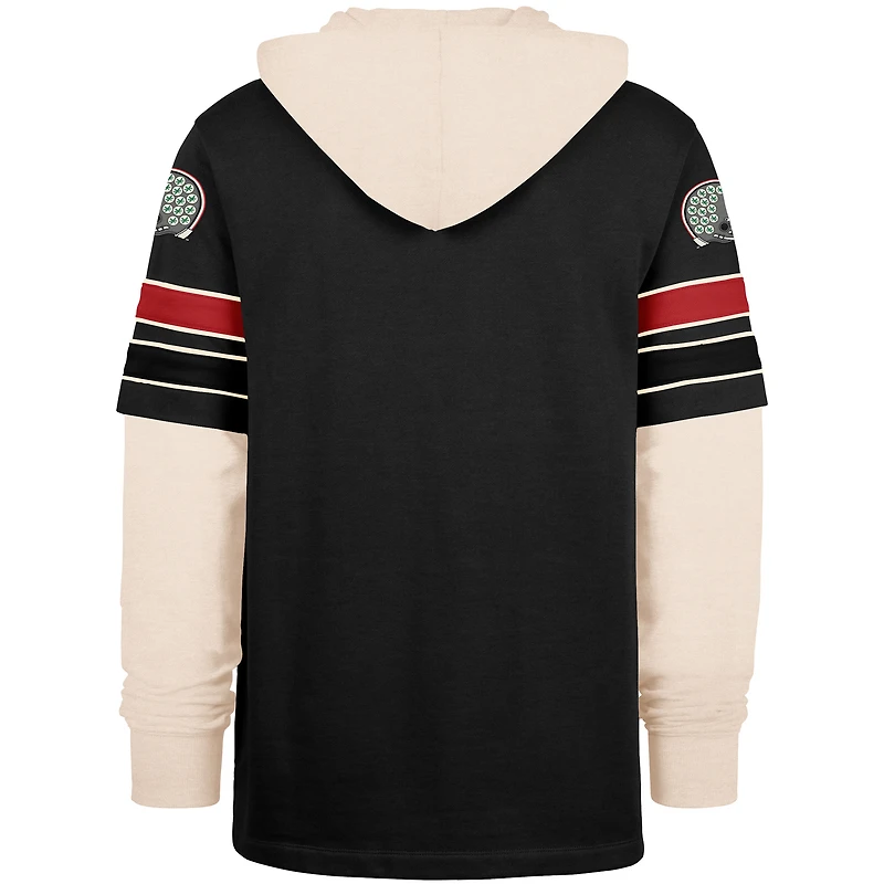 Men's '47  Black Ohio State Buckeyes Split Zone Cornerback Lacer Pullover Hoodie