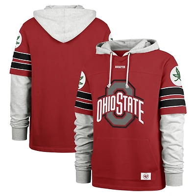 Men's '47 Scarlet Ohio State Buckeyes Big & Tall Blitz Lacer Pullover Hoodie