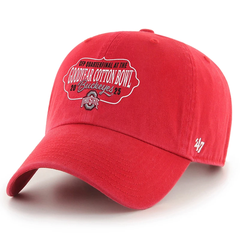 Casquette ajustable pour homme « 47 Scarlet Ohio State Buckeyes » (College Football Playoff 2025 Cotton Bowl Clean Up)