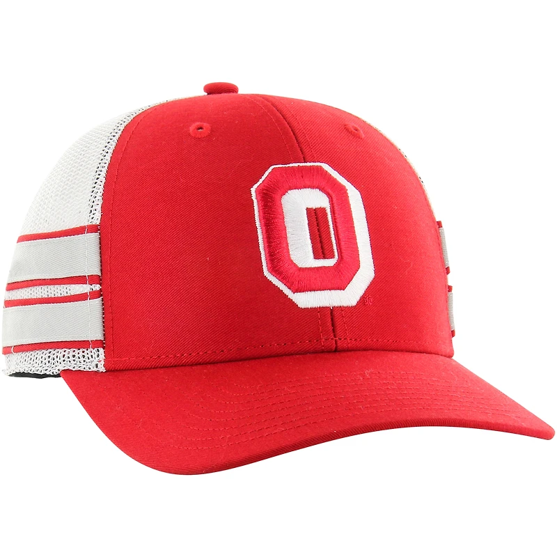 Casquette de camionneur réglable '47 Scarlet Ohio State Buckeyes Straight Eight pour hommes