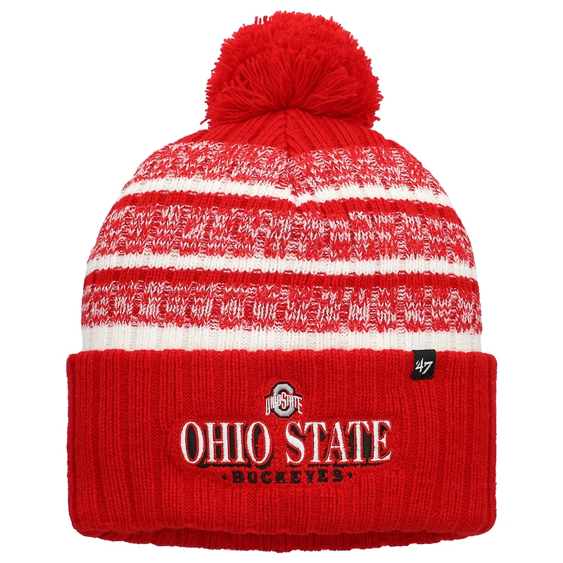 Bonnet à revers pour homme, modèle '47 Scarlet Ohio State Buckeyes Tavern, avec pompon