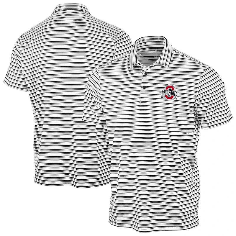 Men's Antigua Scarlet Ohio State Buckeyes Space Stripe Polo