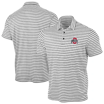 Men's Antigua Scarlet Ohio State Buckeyes Space Stripe Polo