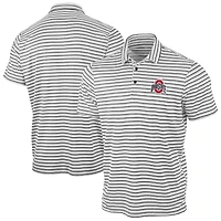 Men's Antigua Scarlet Ohio State Buckeyes Space Stripe Polo