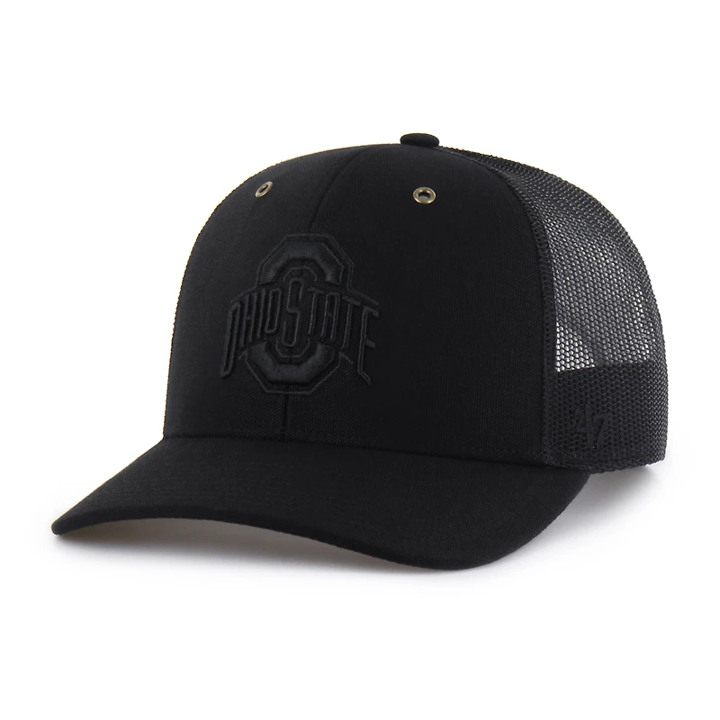 Casquette trucker Carhartt x '47 noire pour homme, modèle ajustable Ohio State Buckeyes