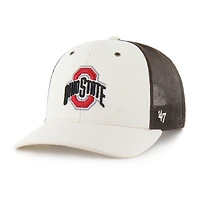 Men's Carhartt x '47 Natural/Brown Ohio State Buckeyes Undyed Trucker Adjustable Hat