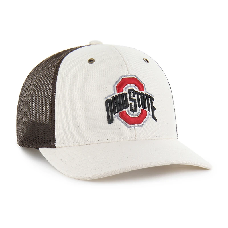 Men's Carhartt x '47 Natural/Brown Ohio State Buckeyes Undyed Trucker Adjustable Hat