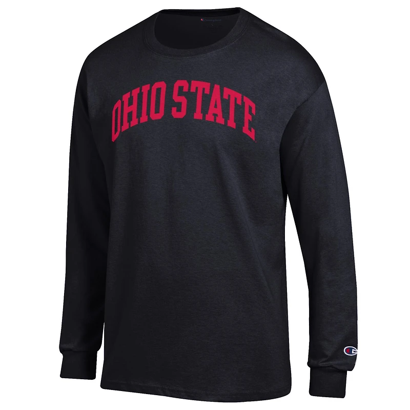 T-shirt à manches longues noir Champion pour homme, motif arche basique des Buckeyes de l'Ohio State
