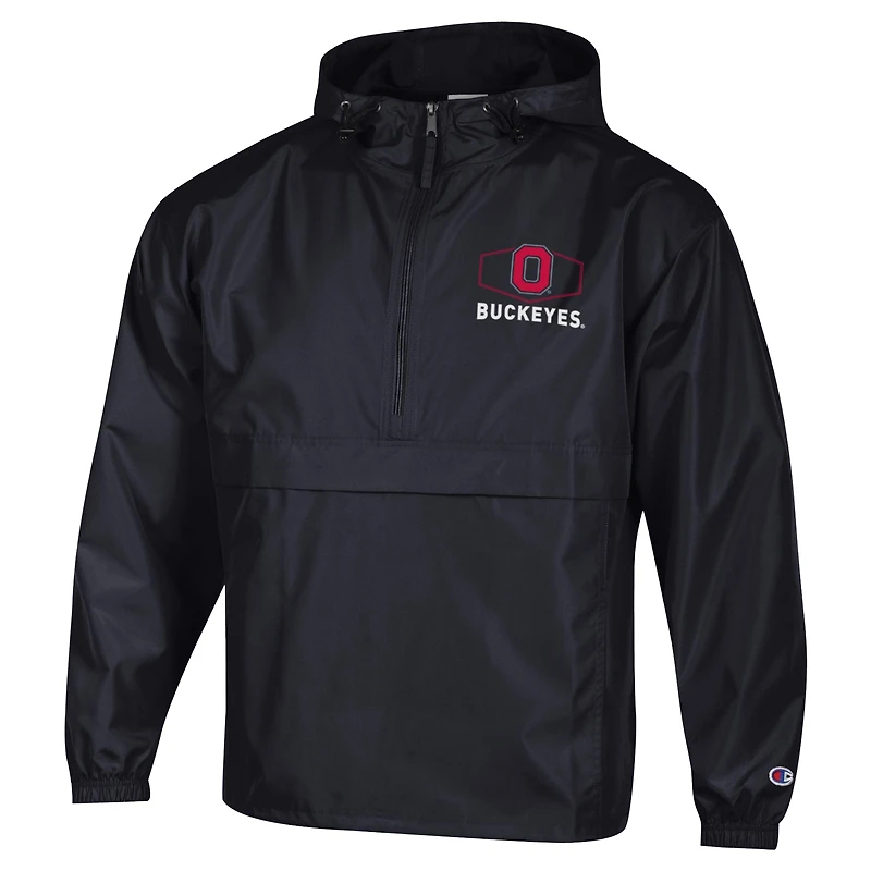 Veste à demi-zip compressible Champion noire pour homme, Ohio State Buckeyes Delay