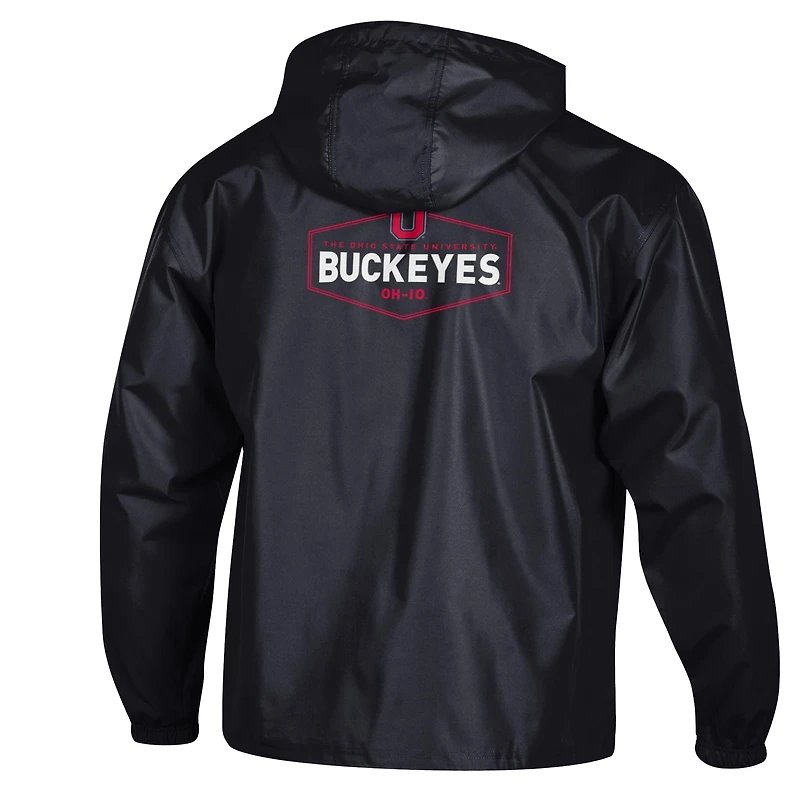 Men's Champion Black Ohio State Buckeyes Delay Packable Half-Zip Jacket