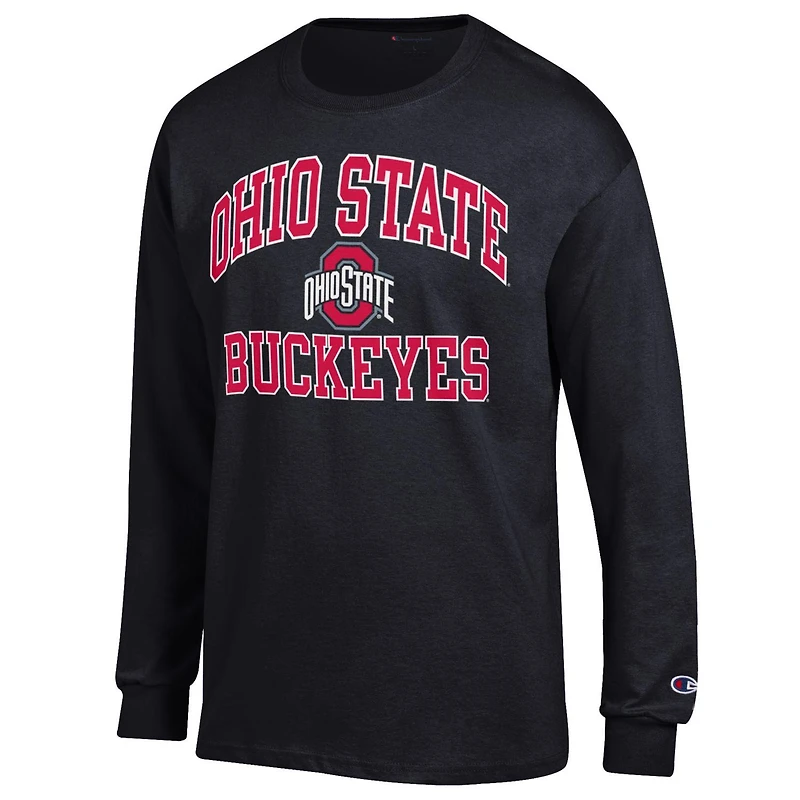 T-shirt à manches longues pour homme Champion Ohio State Buckeyes High Motor noir
