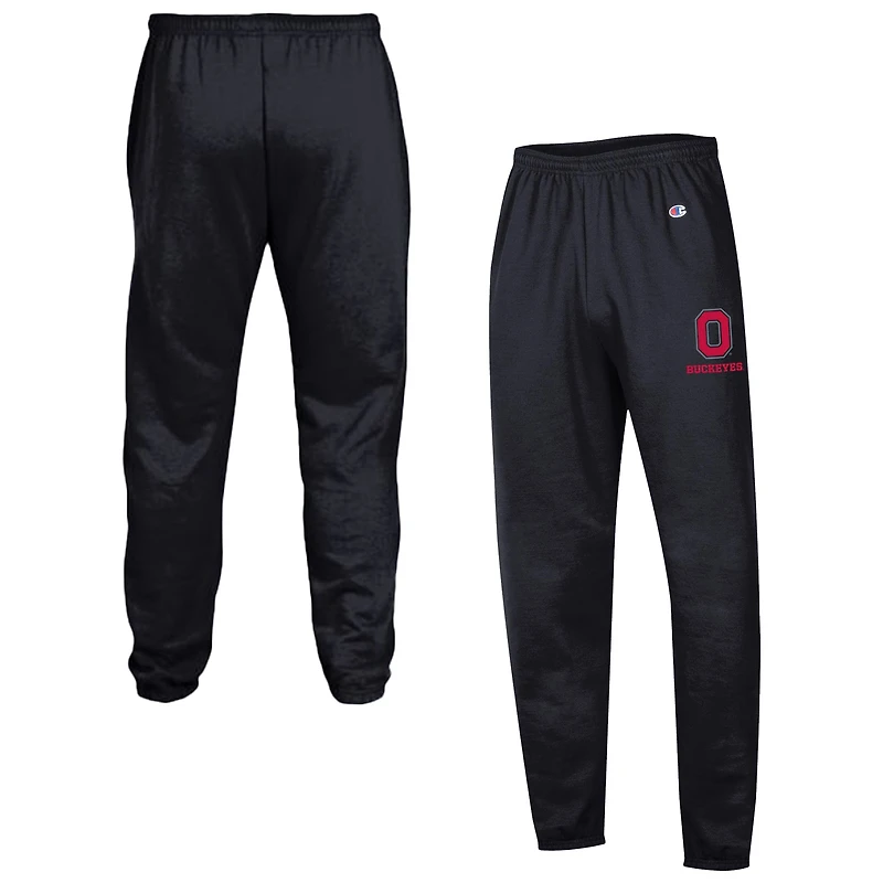 Pantalon de survêtement Champion noir Ohio State Buckeyes Powerblend à bande polaire pour homme