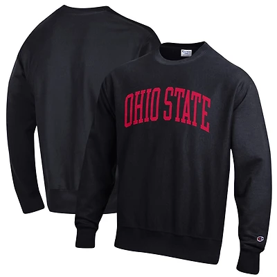 Men's Champion Black Ohio State Buckeyes Relaxed Fit Arch Reverse Weave Pullover Sweatshirt