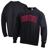 Men's Champion Black Ohio State Buckeyes Relaxed Fit Arch Reverse Weave Pullover Sweatshirt