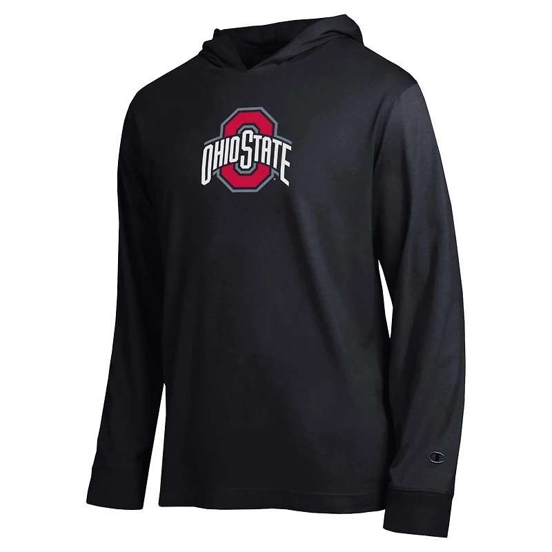 Men's Champion  Black Ohio State Buckeyes Tonal All-Star Long Sleeve Hooded T-Shirt