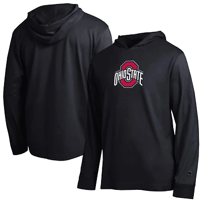Men's Champion  Black Ohio State Buckeyes Tonal All-Star Long Sleeve Hooded T-Shirt