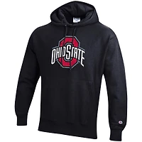 Men's Champion Black Ohio State Buckeyes Vault Logo Reverse Weave Pullover Hoodie