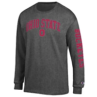 T-shirt à manches longues anthracite pour homme, champion des Ohio State Buckeyes, avec logo Arch Over, 2 coups