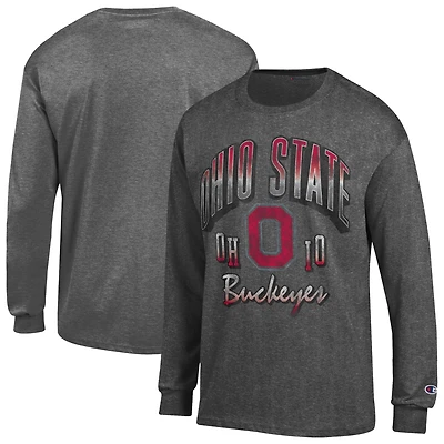 Men's Champion  Charcoal Ohio State Buckeyes Bold Long-Sleeve T-Shirt