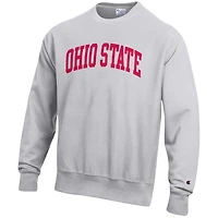 Sweat-shirt en polaire tissée inversée gris Champion pour homme, aux couleurs des Ohio State Buckeyes.
