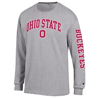 T-shirt à manches longues 2-Hit avec logo Arch Over des Buckeyes de l'Ohio State, champion masculin, Heather Gray