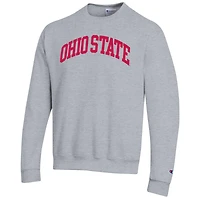 Men's Champion  Heather Gray Ohio State Buckeyes Basic Arch Fleece Pullover Sweatshirt