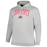 Champion pour hommes Heather Grey Ohio State Buckeyes Tailles Big & Tall Arch Over Logo Powerblend Pull à capuche