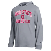 Men's Champion  Heather Gray Ohio State Buckeyes High Motor All-Star Long Sleeve Hooded T-Shirt