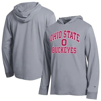 Men's Champion  Heather Gray Ohio State Buckeyes High Motor All-Star Long Sleeve Hooded T-Shirt