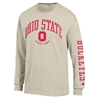 Men's Champion  Heather Oatmeal Ohio State Buckeyes Neutral Arch Long-Sleeve T-Shirt