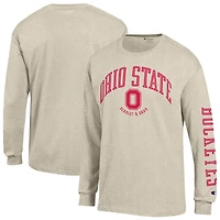 Men's Champion  Oatmeal Ohio State Buckeyes Neutral Arch Long-Sleeve T-Shirt