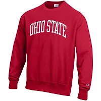 Men's Champion Scarlet Ohio State Buckeyes Arch Reverse Weave Pullover Sweatshirt