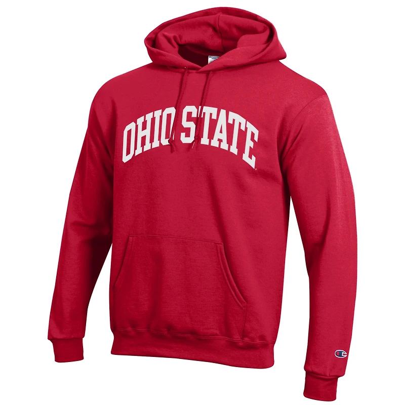 Men's Champion  Scarlet Ohio State Buckeyes Basic Arch Fleece Pullover Hoodie