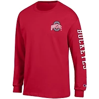 Champion Scarlet Ohio State Buckeyes Team Stack 3-Hit T-shirt à manches longues pour homme