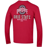 Champion Scarlet Ohio State Buckeyes Team Stack 3-Hit T-shirt à manches longues pour homme