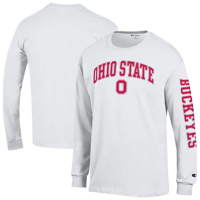 Men's Champion  White Ohio State Buckeyes Arch Over Logo 2-Hit Long Sleeve T-Shirt