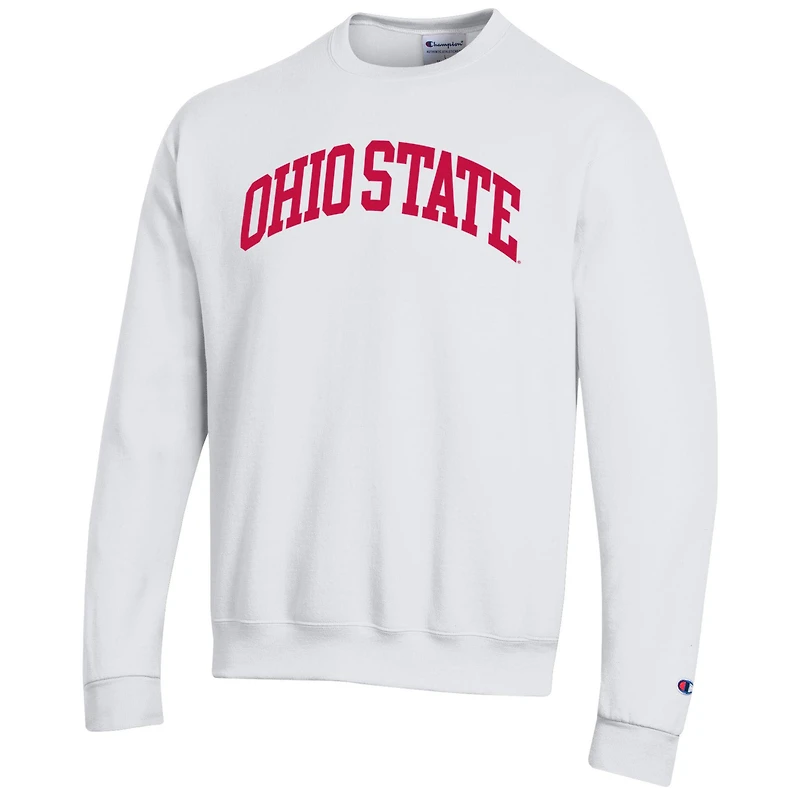 Men's Champion White Ohio State Buckeyes Basic Arch Fleece Pullover Sweatshirt