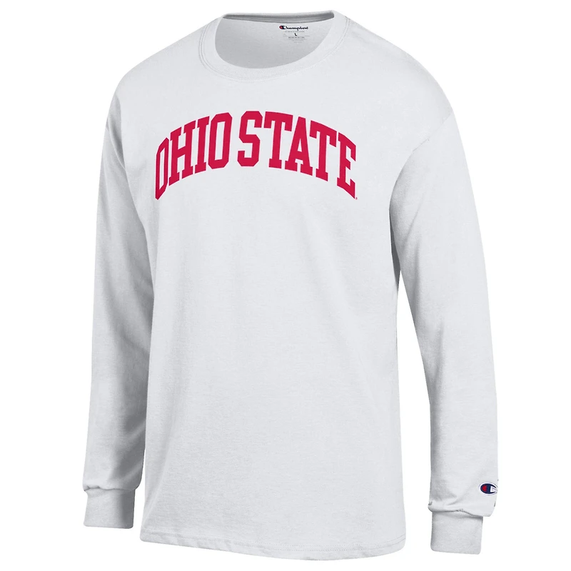 T-shirt à manches longues blanc Champion Ohio State Buckeyes Basic Arch pour homme