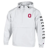 Veste à capuche zippée demi-zip pliable Champion blanche Ohio State Buckeyes Cloud pour homme