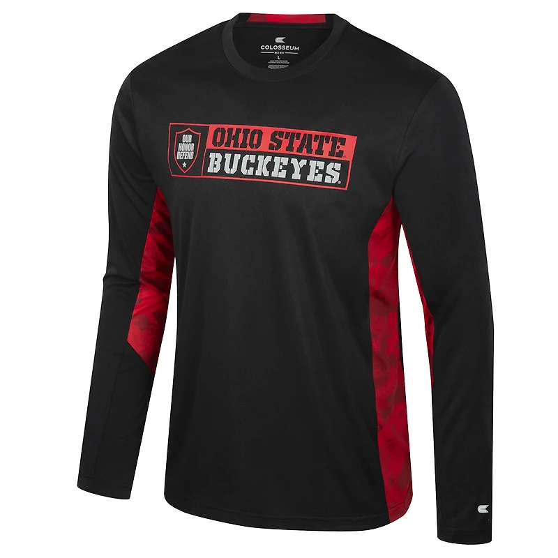 T-shirt à manches longues pour homme Colosseum Black Ohio State Buckeyes Big & Tall On Honor